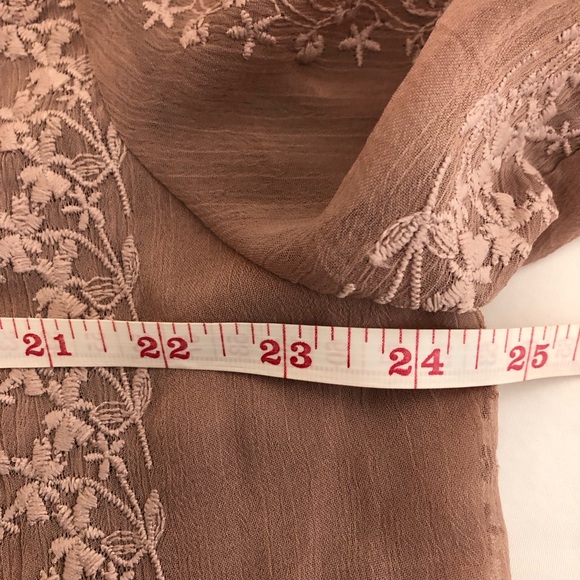 A DIP OF DARLING Victorian Blouse Dusty Rose Pink Embroidered 3/4 Sleeve SZ XL - Picture 12 of 14